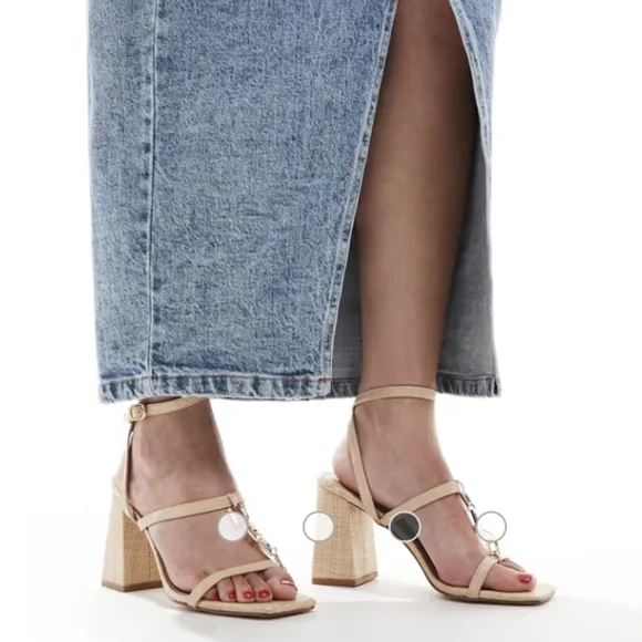 RAID Blink block heeled sandals in natural raffia - Picture 3 of 4